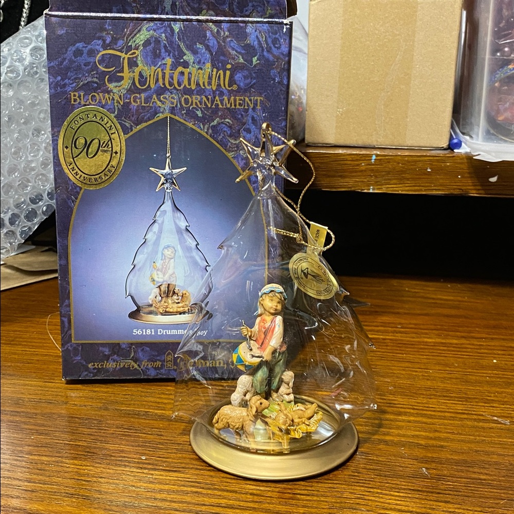FONTANINI drummer boy blown glass ornament